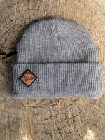 Grey Beanie Leather Diamond Patch
