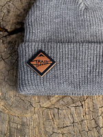 Grey Beanie Leather Diamond Patch